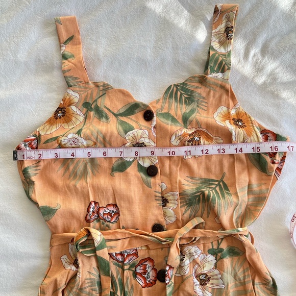 Monteau Los Angeles Tropical Floral Button-Front Midid Dress Sz M Cottagecore - Picture 11 of 16